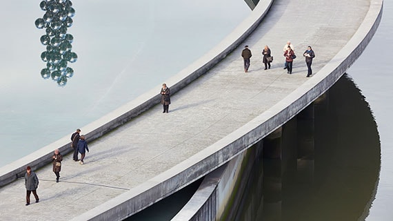 People walking on a bridge