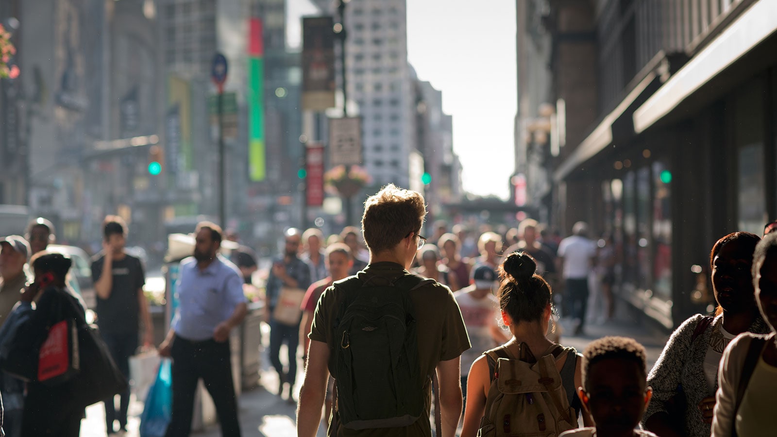 people working in the city